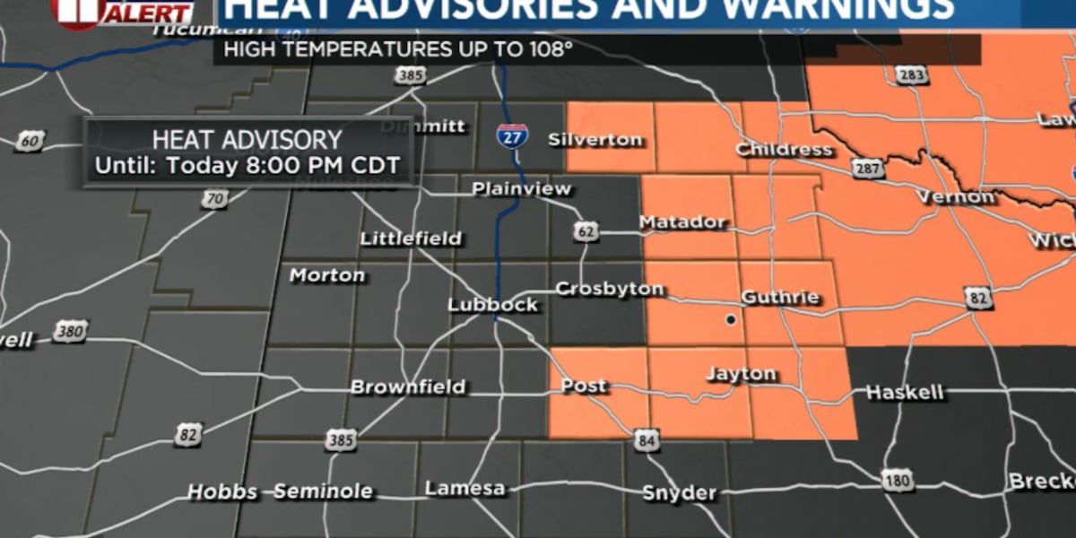 Aviso de calor en vigor, lluvias dispersas, posibles tormentas jueves - KCBD